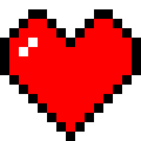 Red pixel heart shrinking and pulsing in a short loop